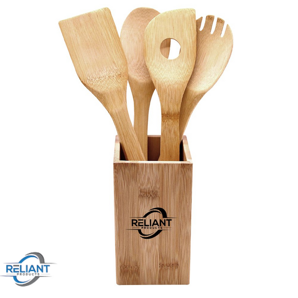 Reliant Products Bamboo Kitchen Utensils, 5 pcs Nonstick Spatula Tools with Handles, Heat Resistant Spatula Set, Non-stick Cooking Utensil, Premium Wooden Spoon Sets