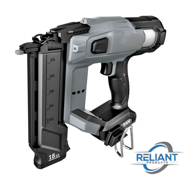 Reliant Products V20 Cordless Finish Nailer Kit, Nail Gun, 16GA, 2-1/2 Nails, Battery and Charger Included